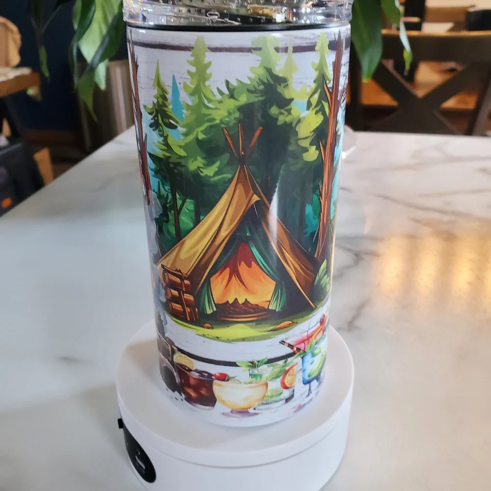 CAMP FIRES  And COCKTAILS 4 in 1 Can Cooler 14oz Tumbler 🎉sale